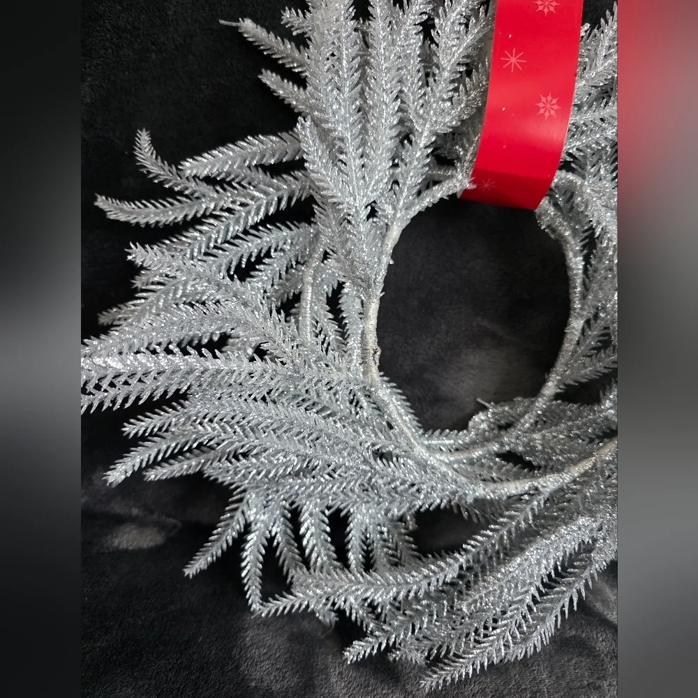 Holiday time Frosted silver, white Christmas Wreaths 12